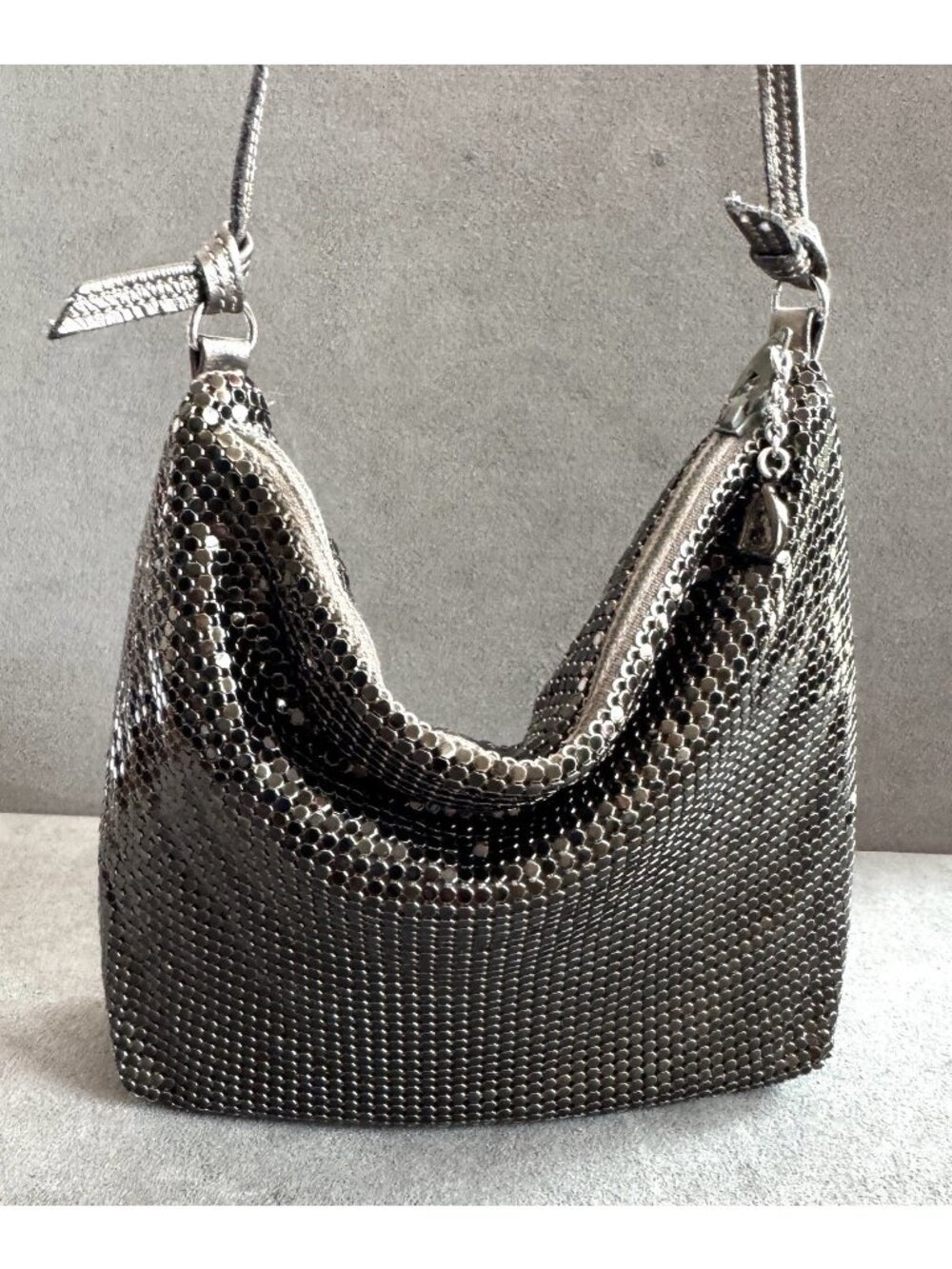 Vintage WHITING & DAVIS MESH PURSE Small Shoulder Bag BRONZE METALLIC 6.5"x7"